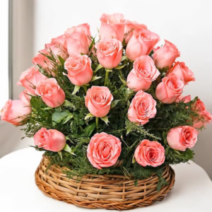 Pink Roses in a Basket